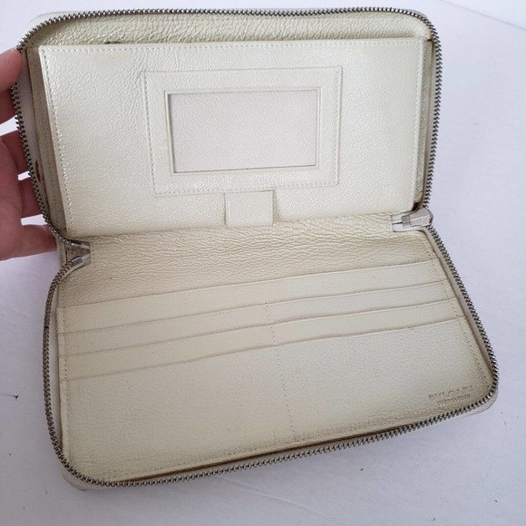BVLGARI Long Wallet Multi Functional Organizer Clutch XL Zip Around Goat Leather - Picture 7 of 12